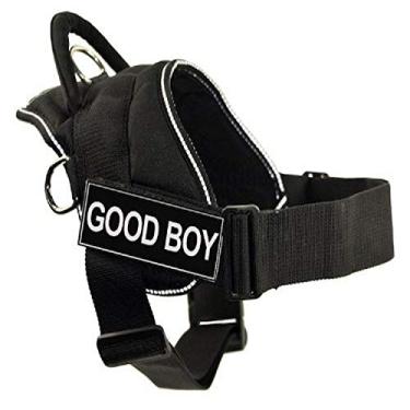Imagem de Cinto DT Fun Harness, Good Boy, preto com acabamento reflexivo, pequeno - Tamanho da circunferência: 55,88 cm a 68,68 cm