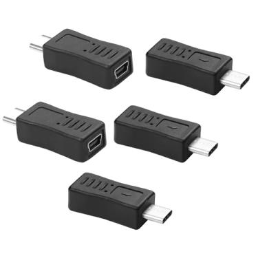 Imagem de JSADZKJ Adaptador Mini USB C - Macho para Mini USB 5 Pinos Fêmea - 5 peças para laptop, câmera, MP3 Player, GPS