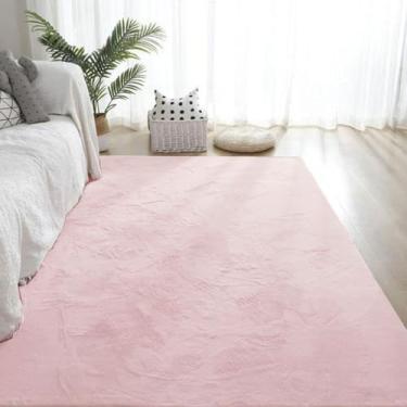 Imagem de Decoração moderna para casa, carpete artificial, sala de estar, macio, fofo, pelúcia, tapete, quarto infantil, carpete, cinza, rosa claro, 60x200cm, 63x78 pol.