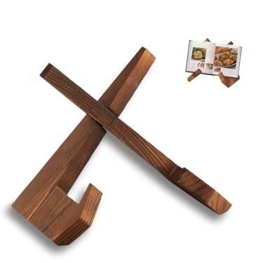 Imagem de Suporte de livro de culinária para balcão de cozinha, suporte de livro de receitas, suporte de livro de receitas da Bíblia de madeira para cozinha, suporte de exibição de livro de receitas de madeira