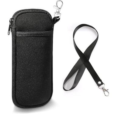 Imagem de Capa universal de neoprene para celular com alça de pescoço com zíper para iPhone 16 Plus 15 14 13 12 11 Pro Max Samsung Galaxy S23 Ultra S22+ A54 A15 A14 A04 A33 A34 Google Pixel 7 6 Pro (preto)