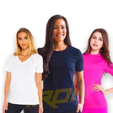 Imagem de Kit 3 Camisetas Femininas Blusa Academia Corrida Fitness POLIAMIDA 228-Unissex