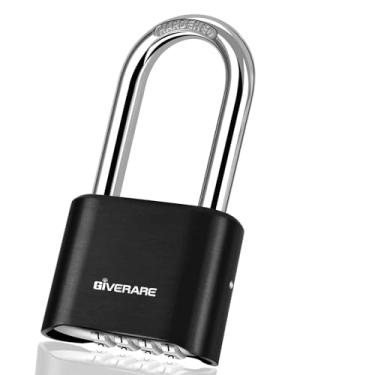 Imagem de Fechadura de combinação de 4 dígitos, cadeado de metal resistente, fechaduras de liga externa com manilha de aço endurecido longa, cadeados grandes à prova de intempéries de alta segurança para