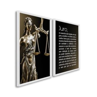 Imagem de Quadro Decorativo Lady Justice Juramento do Advogado Arte em 2 Peças (Branco, 60x90, S/Vidro)