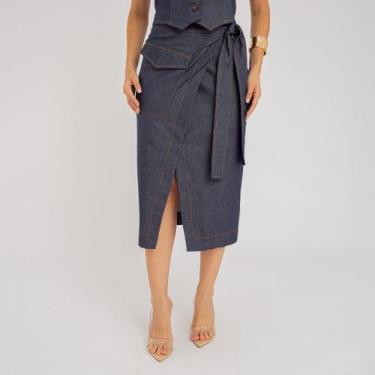 Imagem de Saia susie midi envelope jeans feminino - Susie Modas, Jeans, G