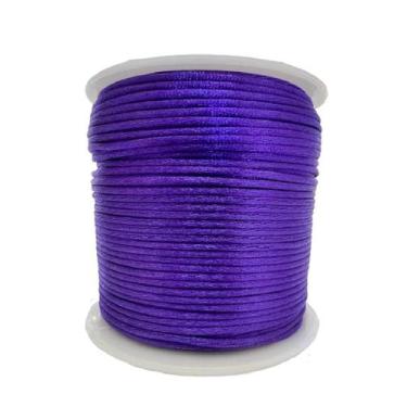 Imagem de Rolo Cordão Fio De Cetim Seda Rabo De Rato 1mm 50m - ArtePunto, Roxo 1