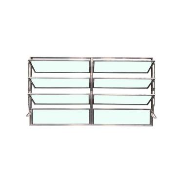 Imagem de Vitro Basculante 80 x 150 Alumínio Brilhante 2 Seções Linha Esmeralda 