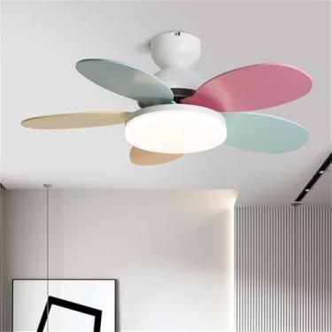 Imagem de Ventilador de teto com iluminação LED de estilo moderno nórdico, simples, ideal para sala de estar, restaurante,quarto e quarto infantil(1 unidade) (Estilo 11)