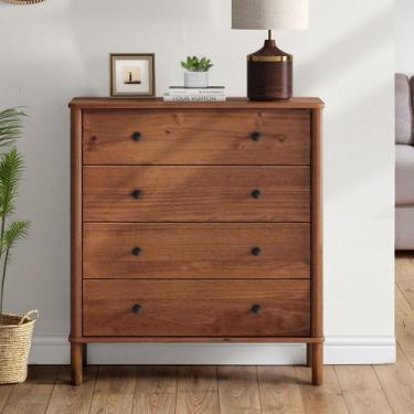 Imagem de Cômoda Aparador 4 Gav Telescópicas Pés Altos Madeira Apoana Castanho -