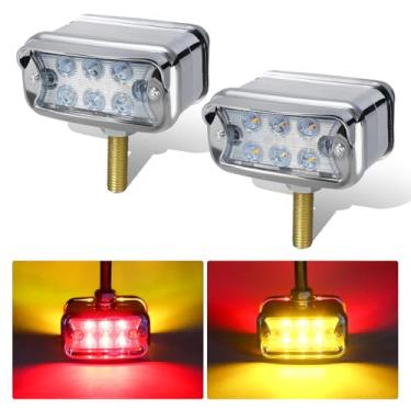 Imagem de NeaLia Luzes de para-choque de pedestal âmbar vermelho, 12 luzes de seta de seta de LED semi caminhão, luz marcador de dupla revolução para Peterbilt 579 587 Kenworth w900 t800 Freightliner trator