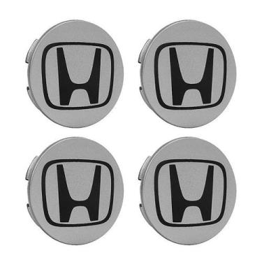 Imagem de Jogo de Calotinha 69mm Centro de Roda Honda HRV CRV Accord Prata Emble