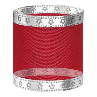 Imagem de Fita Voil Aramada Vermelho E Prata 5cm X 10m - Fitas Regina Woldmann, 