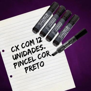 Imagem de Pincel atômico cor preto recarregavel permanente com 12 unidades - PIL