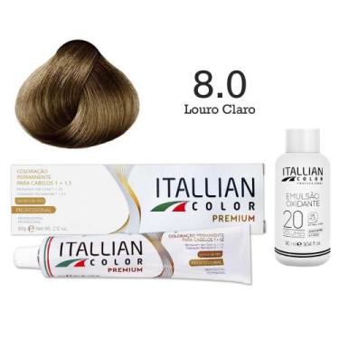 Imagem de Coloração 8.0 Louro Claro + Oxi 20 Vol  Itallian Color