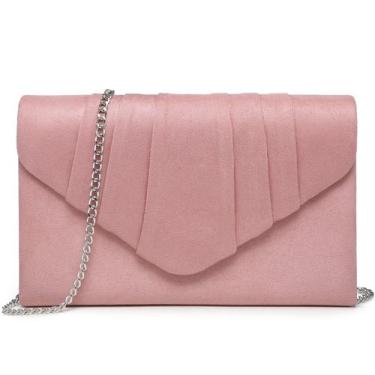 Imagem de Bolsa de noite Dasein Velvety Plissada Envelope Clutch Rosa