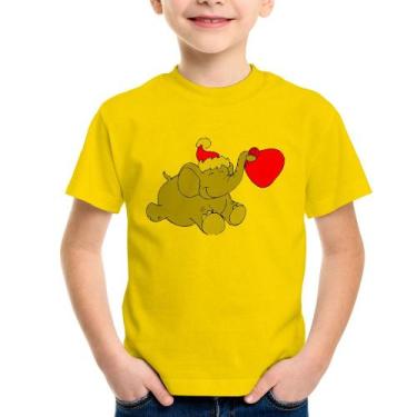 Imagem de Camiseta Infantil Elefante Noel - Foca na Moda, Amarelo, 10