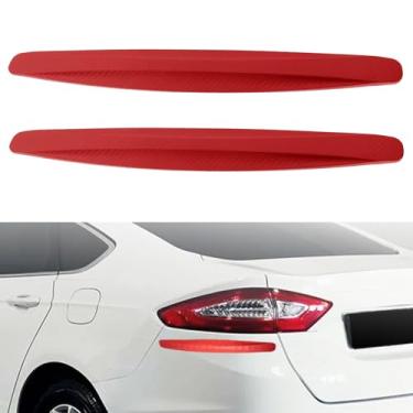 Imagem de Damwot 2 peças de acabamento de protetor de para-choque de carro, tira protetora de para-choque dianteiro traseiro de carro, tiras anticolisão de borracha texturizada de fibra de carbono universal,