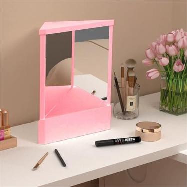 Imagem de ABPWO Espelho não reversível, espelho verdadeiro não inverso Real Me, pequeno espelho verdadeiro para imagem verdadeira, espelho reverso, espelho invertido para maquiagem e beleza (rosa vermelho, 19 x