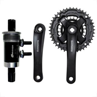 Imagem de Pedivela Triplo Shimano Tourney Ty301 Movimento Central Ponta Quadrada Shiver 122,5Mm Selado Kit