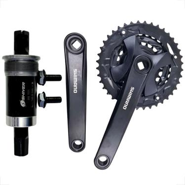 Imagem de Kit Pedivela Shimano Altus Mt101 9 Velocidades Movimento Central Shiver Ponta Quadrada 122,5Mm