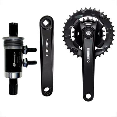 Imagem de Pedivela Duplo Shimano Altus Mt101 Movimento Central Ponta Quadrada Shiver 122,5Mm Rolamentado Kit