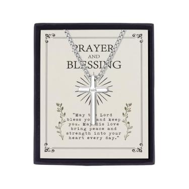 Imagem de Colar de cruz para homens, corrente de prata: colar masculino com pingente de cruz de aço inoxidável, corrente de colar de cruz masculina - correntes de prata para homens, colares para mulheres, joias