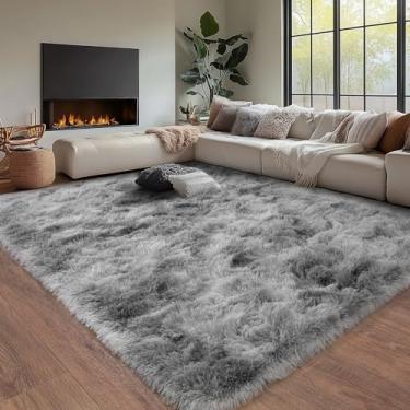 Imagem de OHDS Tapete fofo cinza para quarto de 2,4 x 3 m grande - Tapete felpudo ultramacio e antiderrapante, tapete durável confortável para sala de estar, quarto de crianças, dormitório de adolescentes