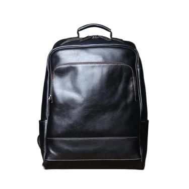 Imagem de Retro couro genuíno dos homens mochila de moda saco de viagem mochila casual para homens grande capacidade saco