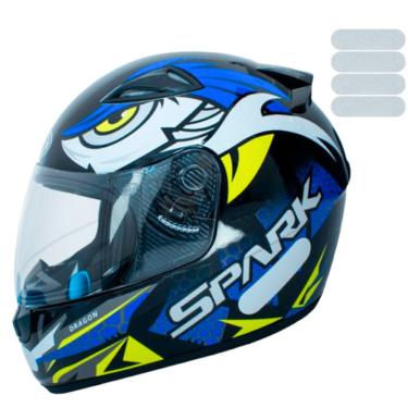 Imagem de Capacete Masculino Moto Ebf Dragon Spark Azul Mais Adesivo Branco