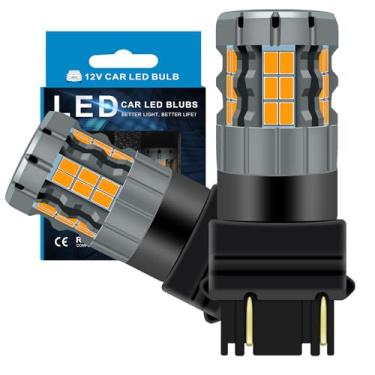 Imagem de Zyvirexa Lâmpadas LED de seta 3157 compatíveis com Ford Fusion 2006-2012 (frente) e 2006-2009 (traseira), lâmpada 3357 3457 4157, amarelo âmbar, plug and play, pacote com 2