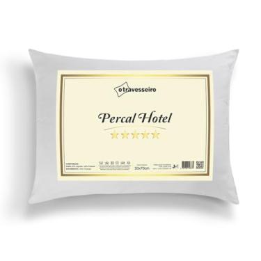 Imagem de Travesseiro Luxo Percal Hotel 50x70cm Antialérgico, 100% Fibra de Poliéster Siliconada, Toque Macio e Suporte Médio, Lavável em Máquina, Antiacaro, Branco