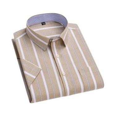 Imagem de Camisa Oxford Xadrez Masculina Plus Size - Manga Curta 100% Algodão, 3