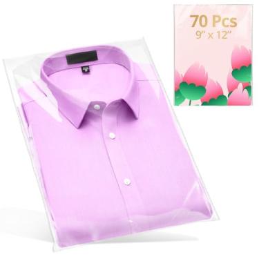 Imagem de 70 unidades de sacos de celofane transparentes autovedantes 22 x 30 cm para embalagem de roupas, sacos de plástico poli resseláveis para pequenas empresas, mangas de plástico para revista A4 tamanho