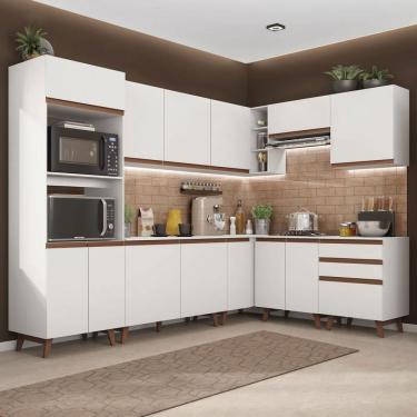Imagem de Cozinha Completa de Canto Madesa Reims 462001 com Armário e Balcão - Branco