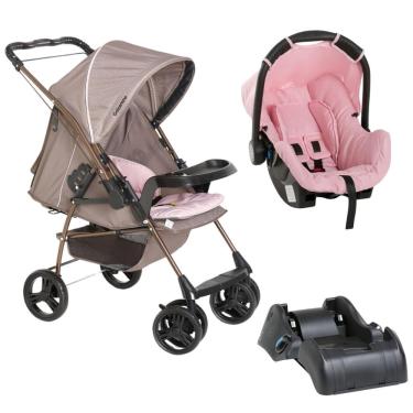 Imagem de Carrinho Milano Rev ii Cappuccino Rosa Bebê Conforto e Base