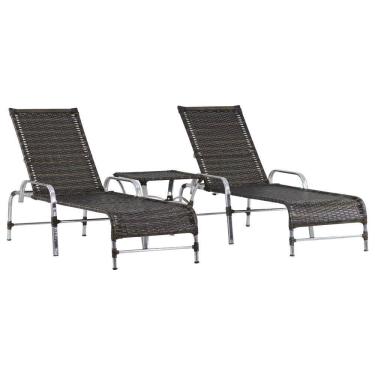 Imagem de Kit 2 Cadeiras Espreguiçadeiras Catar E Mesa Garden Trama Pedra Ferro