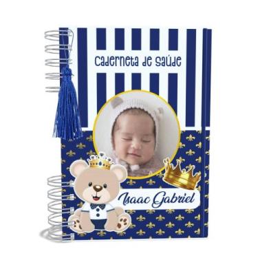 Imagem de Caderneta de Saúde A5 Personalizada Ursinho Príncipe com Foto Menino -