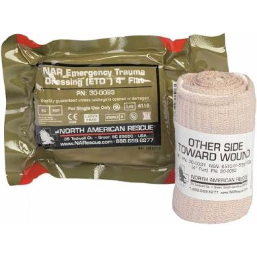 Imagem de North American Rescue Curativo plano ETD para trauma de emergência (10 cm) envoltório estéril dobrado NAR para feridas, pressão, controle de sangramento (30-0093)