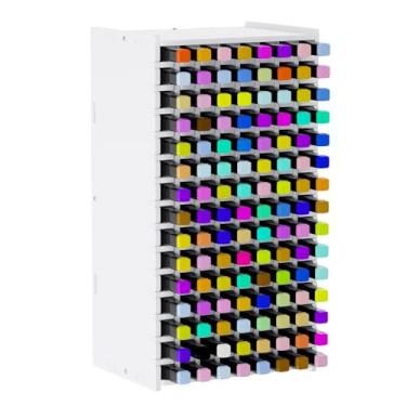 Imagem de Rack de armazenamento de marcadores artísticos para 120 marcadores, organizador de suprimentos de arte de artesanato com divisórias, canetas de aquarela de mesa, lápis de cor, suporte organizador de