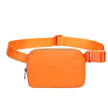 Imagem de Bolsa de cintura moderna pochete feminina e masculina, bolsa transversal com alça ajustável para viagens, corrida, caminhada, caminhada, Laranja, Large, Tendência