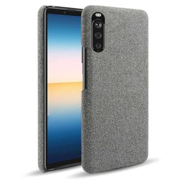 Imagem de Capa para Sony Xperia 10 III,Capa desenhada em lona,Case Protetora Ultrafina com Empunhadura Macia,Design em Tecido Antichoque e Antiarranhões-Gray