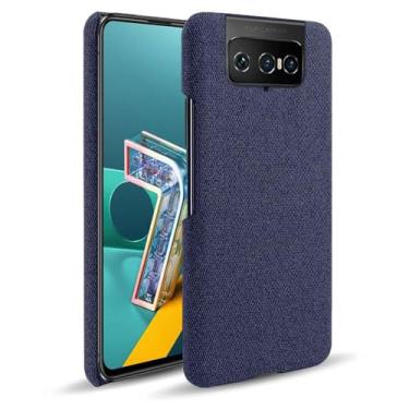 Imagem de Capa para ASUS Zenfone 7,Capa desenhada em lona,Case Protetora Ultrafina com Empunhadura Macia,Design em Tecido Antichoque e Antiarranhões-Blue