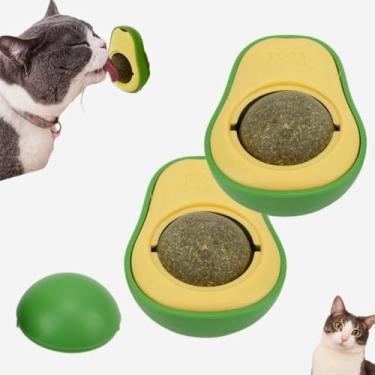 Imagem de Kit 2 Brinquedo Interativo de Abacate com Catnip Natural para Gatos Bolas de Lamber Estimulantes, Diversão e Saúde Felina