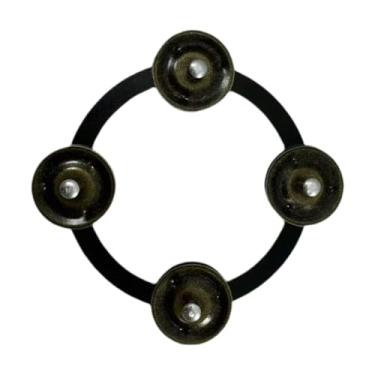 Imagem de YIJU Prato Hi Hat Pandeiro Única Fileira Multiuso para Baterista Som Brilhante com Sinos para Conjunto Crianças Adultos Festa KTV, Preto