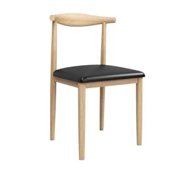 Imagem de Cadeira de jantar ergonômica com acolchoamento confortável e design resistente (cinza [almofada de couro preto])