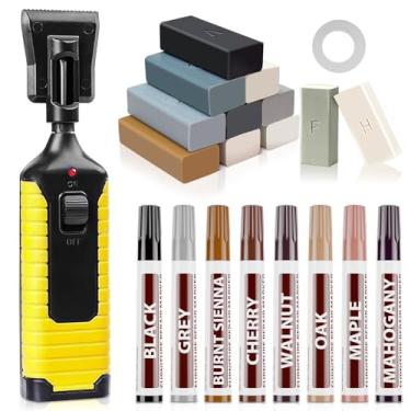 Imagem de Kit de reparo de piso de madeira - 11 peças de cera de vinil laminado com 8 peças de marcador de retoque de móveis de madeira, restauração profissional de arranhões, manchas, furos em qualquer piso de