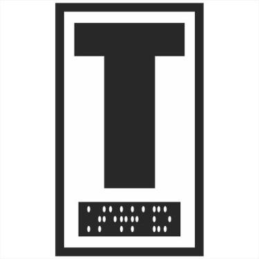 Imagem de Placa Braille Batente Elevador T medida 7x4 cm - Própria