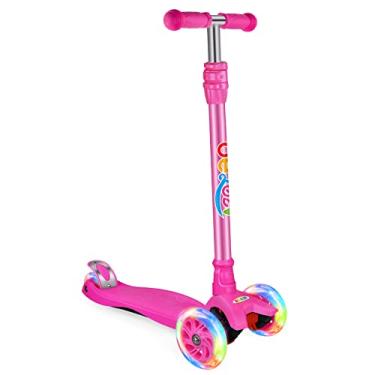 Imagem de Beleev T1 Patinete para Crianças Scooter de 3 Rodas para Crianças Pequenas, Meninas e Meninos, 4 Altura Ajustável, Inclinação para Dirigir, Deck Extralargo, Scooter com Leve Rodas(Rosa)