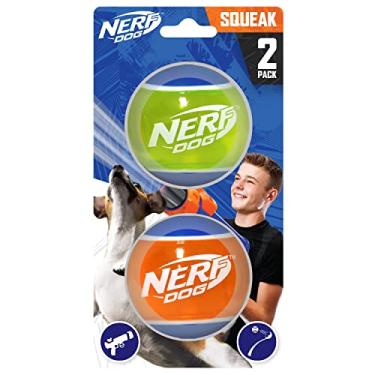 Imagem de Nerf Dog - Bolas de Tênis de Borracha para Cães com Squeaker, Leves, Duráveis e Resistentes à Água, 5 cm, para Raças Pequenas/Médias/Grandes, Pacote com 2 Unidades, Cores Mistas