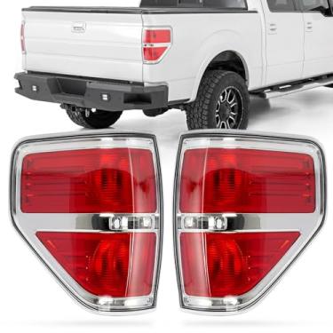 Imagem de Conjunto de luz traseira de caminhão picape lado do passageiro e do motorista compatível com Ford F-150 2009-2014 substitui BL3Z13404B, BL3Z13405B, BL3Z13405AB, BL3Z13404AB (prata)